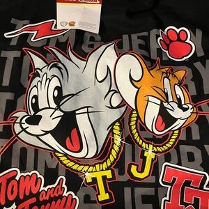 Tom and Jerry Men's Black Graphic Short Sleeve Tee